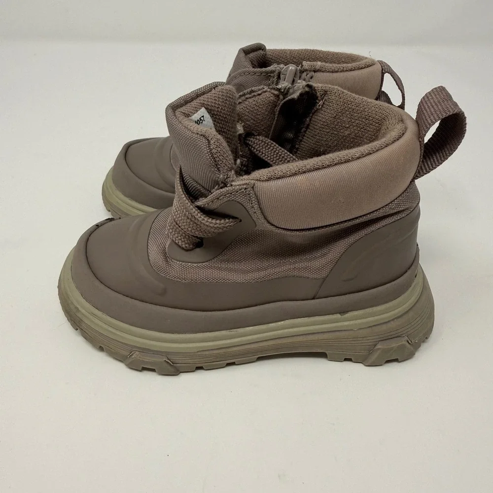 Zara Size EU20 US4.5 Brown Winter Boots Lace Up Zip Closure Kids‎